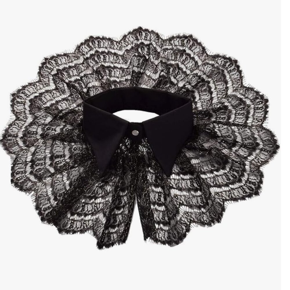 Elizabethan Ruff Gothic Lace Neck Ruff Collar - Picture 4 of 5